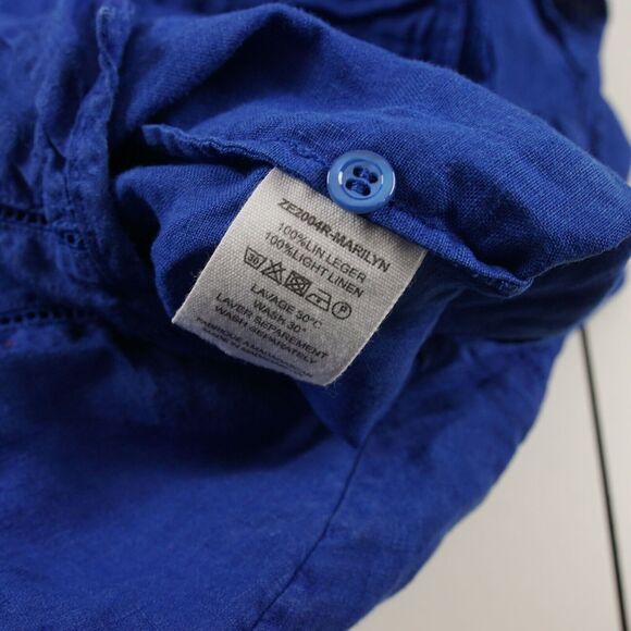 Zyga Lin'n 100% Linen Blue Pleated Detail Midi Dress Womens Sz EU 38 / US 6 - Picture 6 of 7